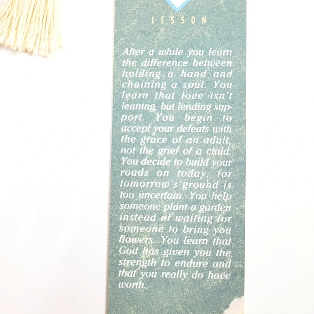 Vintage 90s Life's Lesson Bookmark cream tassel Inspirations 1993 Artworks PT101